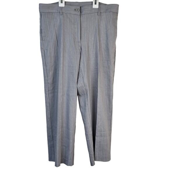 J Jill Linen Stretch Crop Pants Women's 10P Grey Multi Stripe Coastal Career NEW - Picture 1 of 10